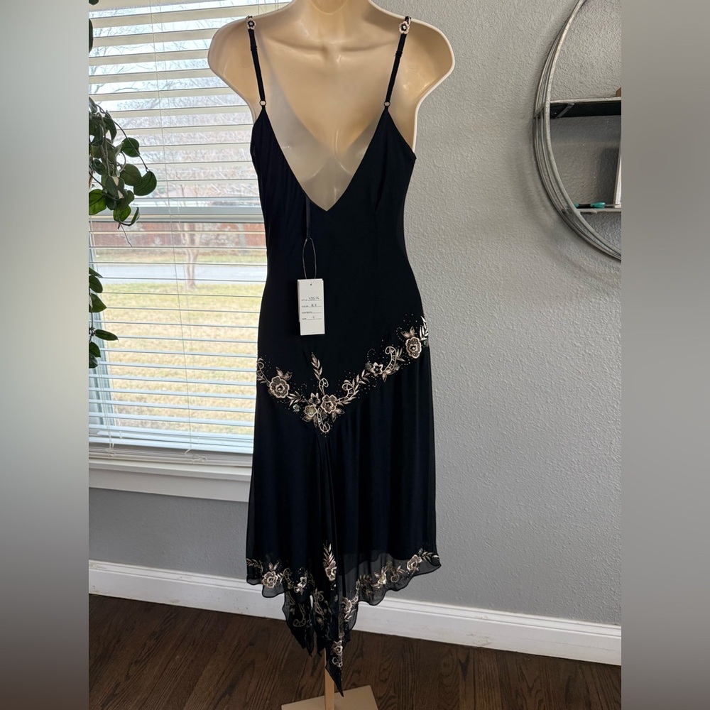 NWT Vintage Cache 90's Y2K Silk Beaded Gown Dress Size 6 - Picture 5 of 10
